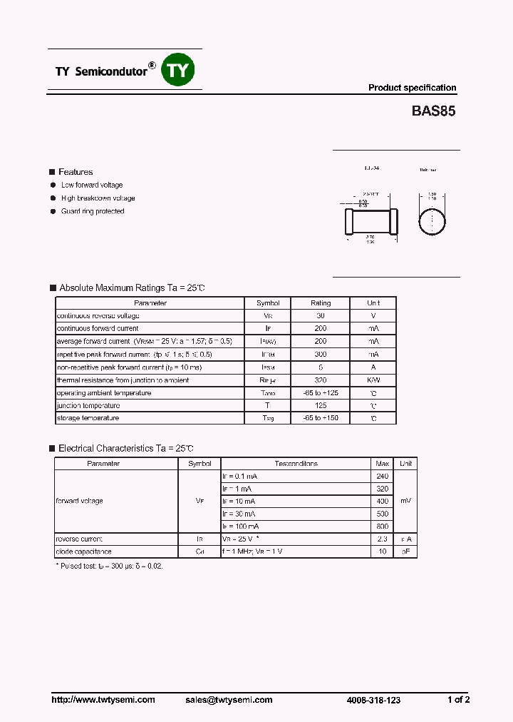 BAS85_7315309.PDF Datasheet
