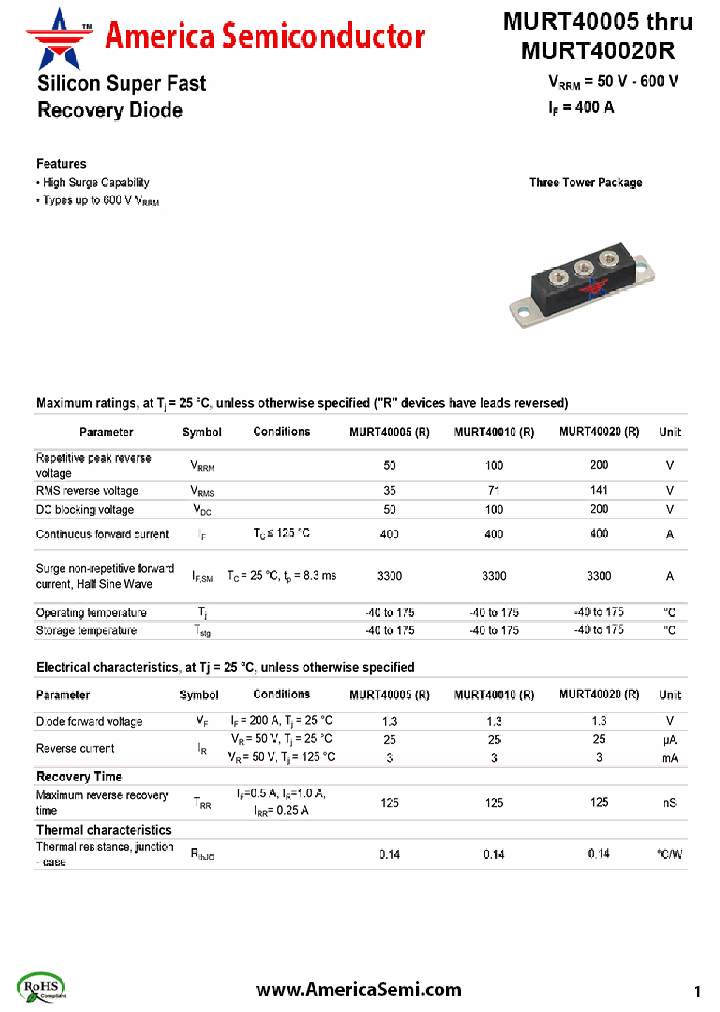 MURT40005_7315525.PDF Datasheet