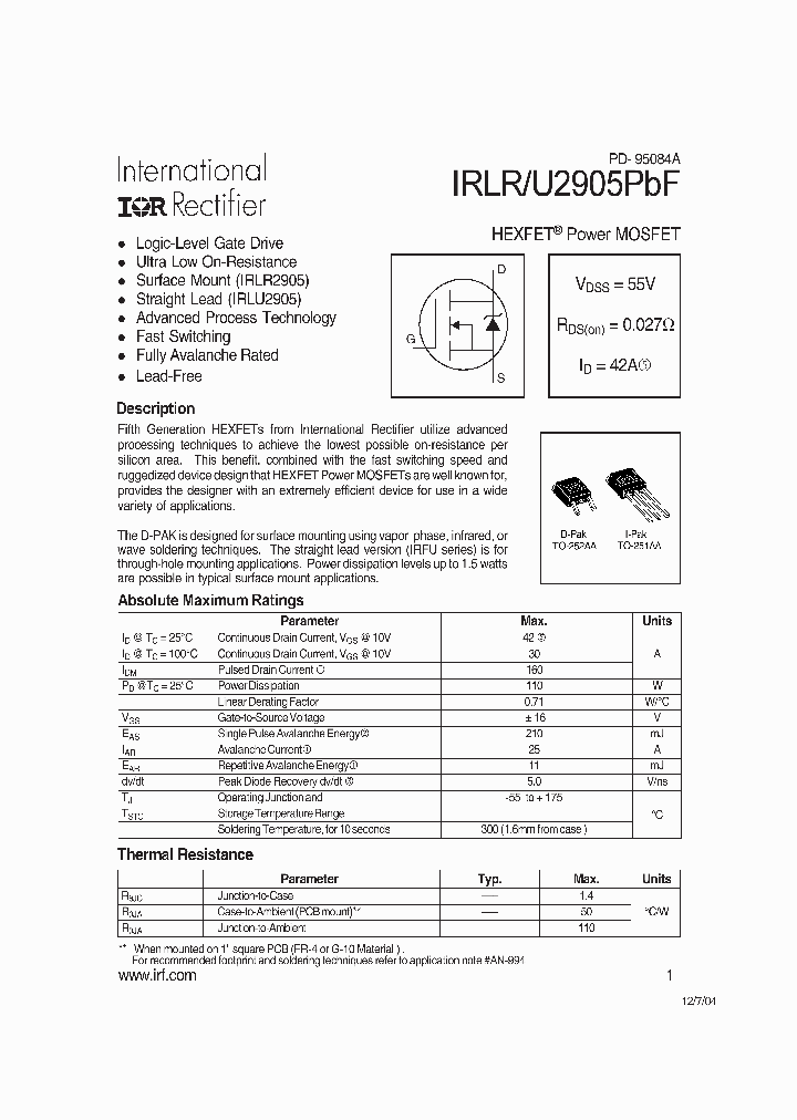 IRLR-U2905PBF_7316394.PDF Datasheet
