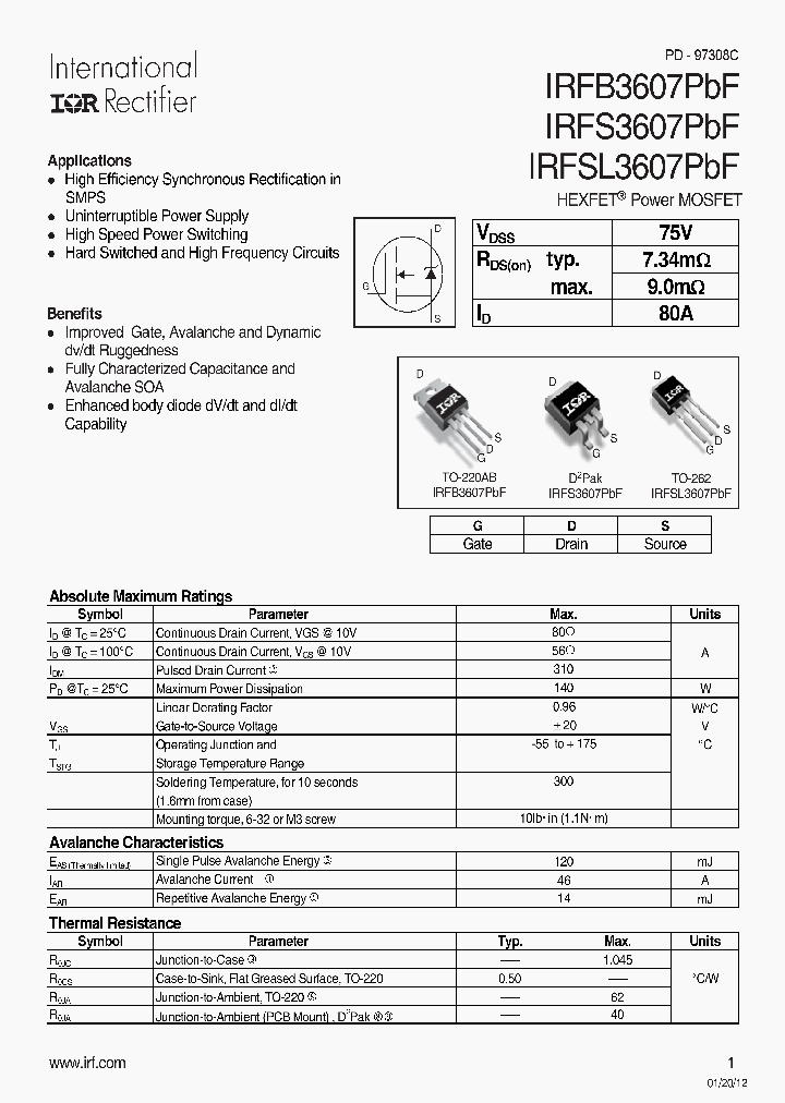 IRFB3607PBF_7318818.PDF Datasheet