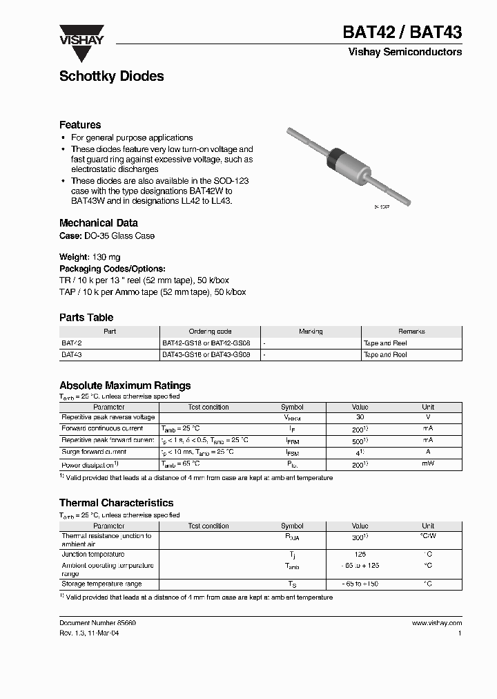 BAT43-GS18_7322099.PDF Datasheet