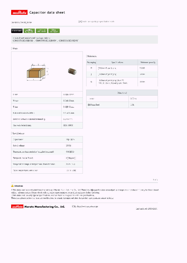 GRM0335C1E180JD01D_7326482.PDF Datasheet