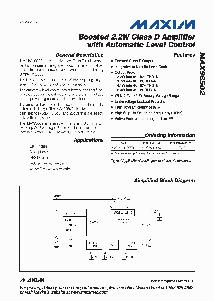 MAX98502_7328115.PDF Datasheet