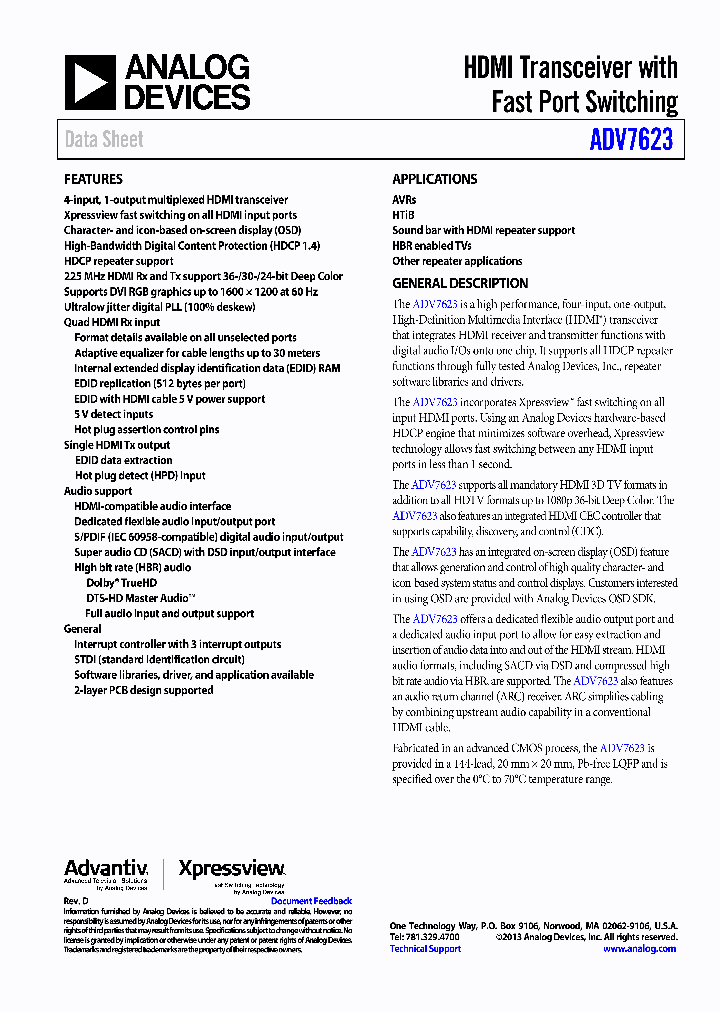 ADV7623BSTZ_7328156.PDF Datasheet