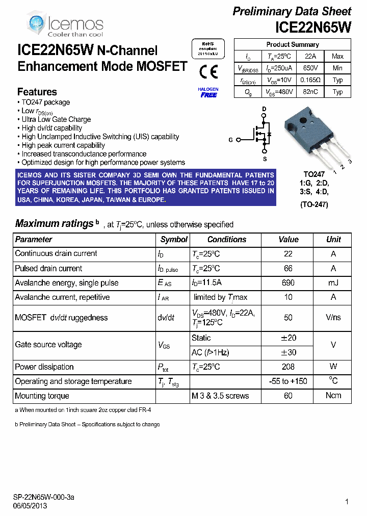 ICE22N65W_7338083.PDF Datasheet