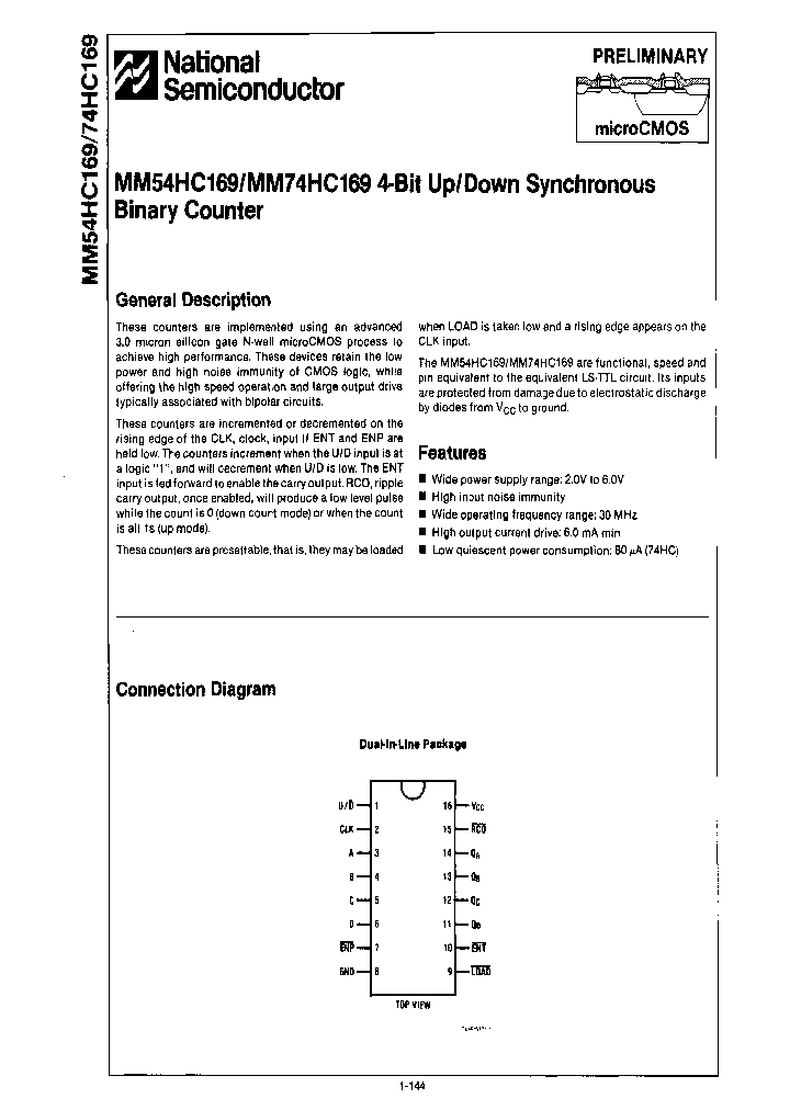 NATIONALSEMICONDUCTORCORP-MM74HC169_7339009.PDF Datasheet