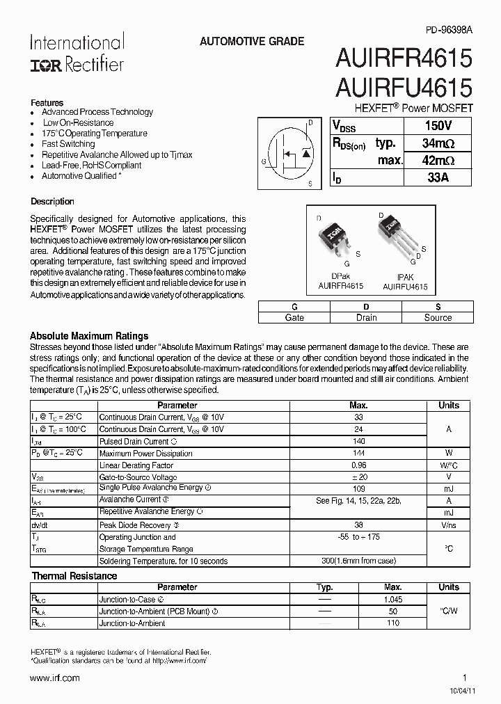 AUIRFU4615_7340236.PDF Datasheet