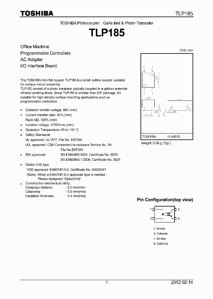 TLP185GB-TPLEO_7340338.PDF Datasheet