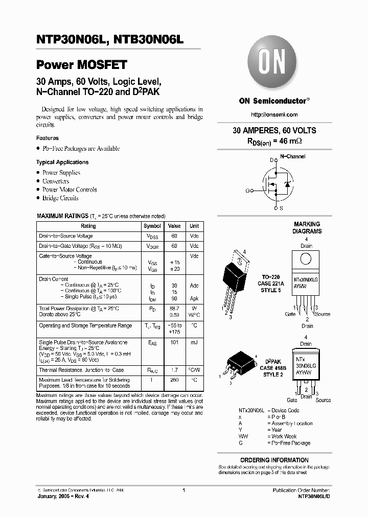 NTP30N06LG_7342733.PDF Datasheet