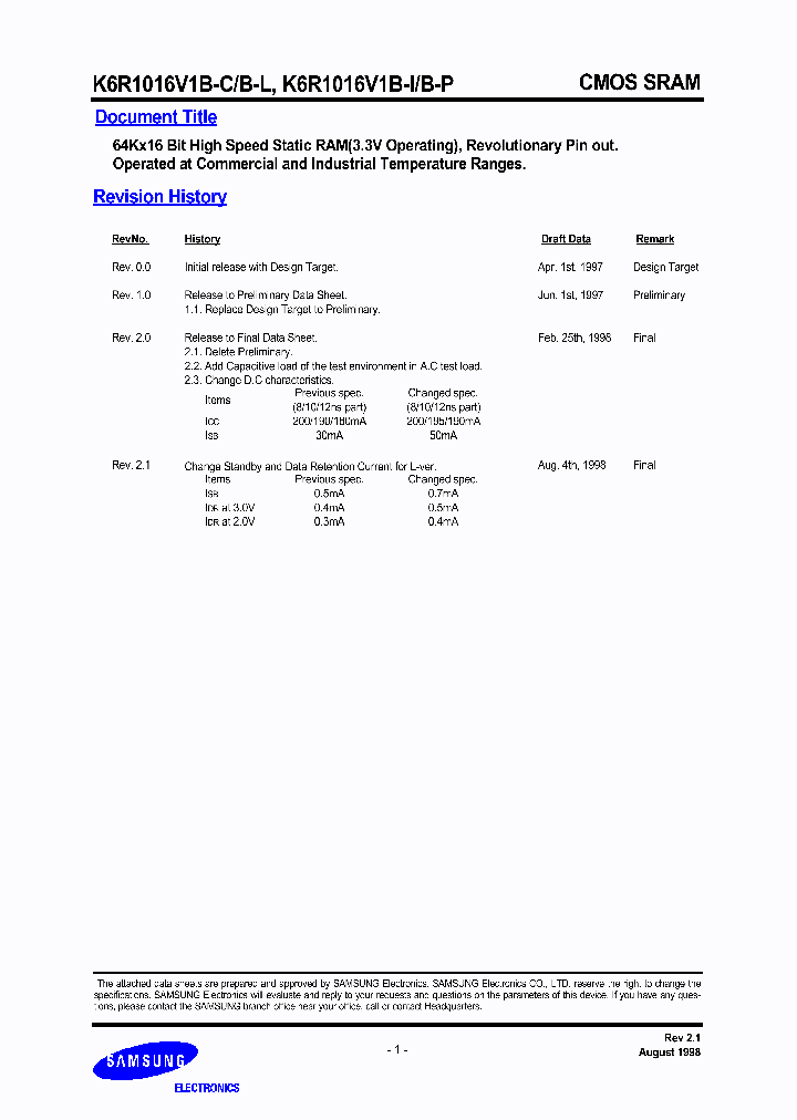 K6R1016V1B-TP12_7346647.PDF Datasheet