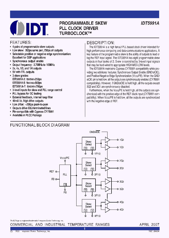 IDT5991A-7JGI_7347417.PDF Datasheet