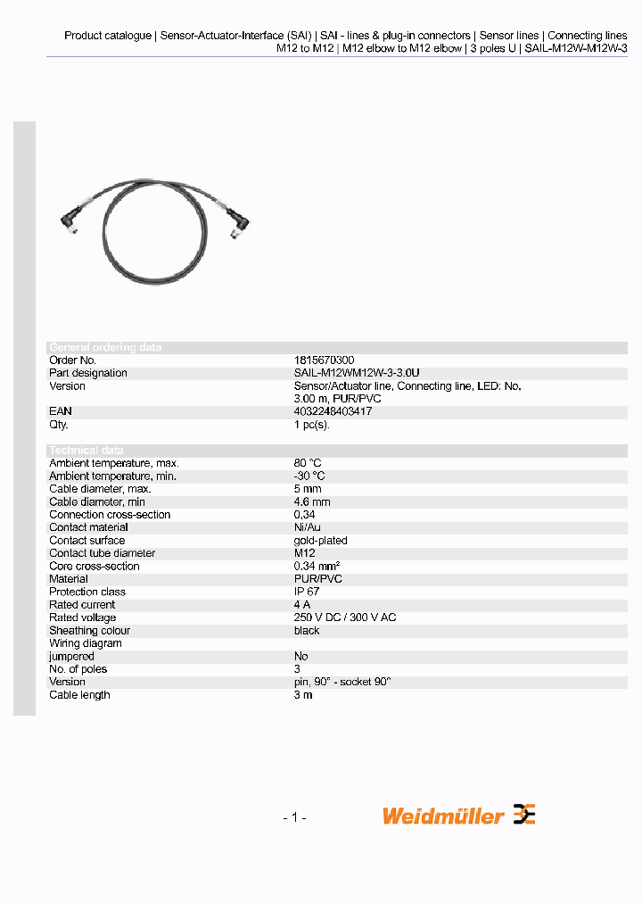 WEIDMULLER-1815670300_7347928.PDF Datasheet