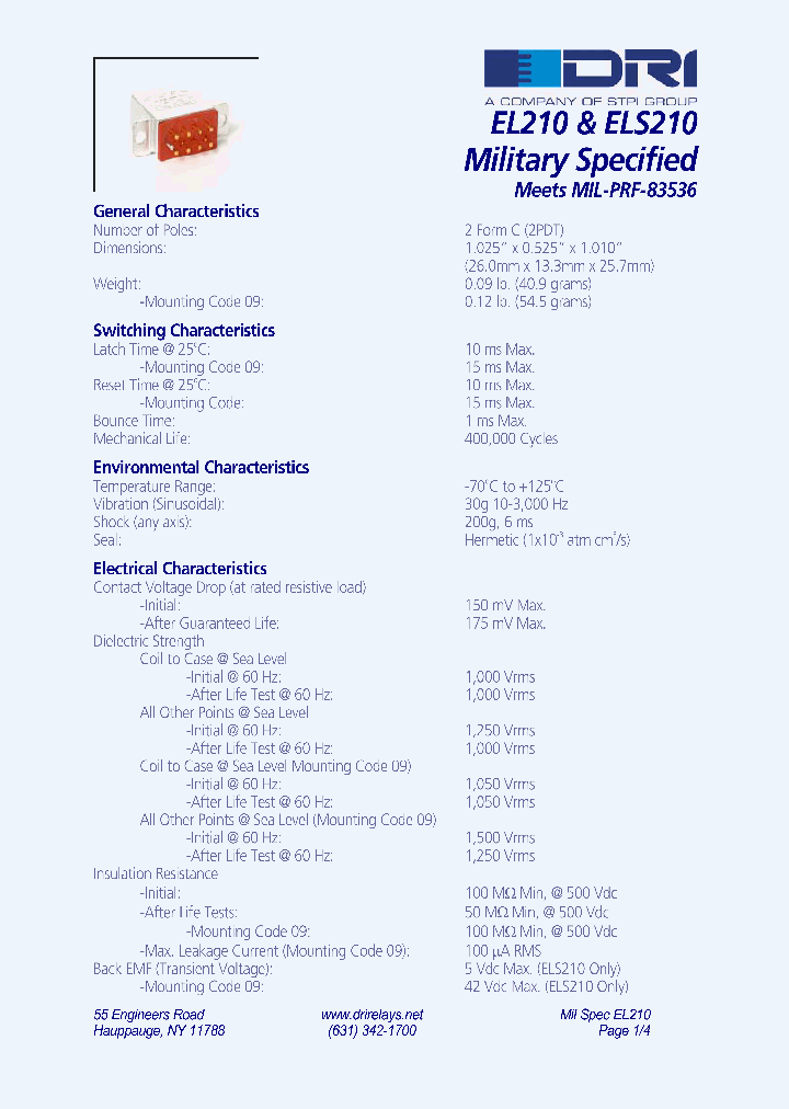 DRIRELAYSINC-EL2100408ATL_7347068.PDF Datasheet