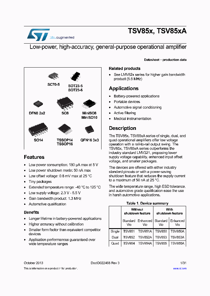 TSV852IQ2T_7351680.PDF Datasheet