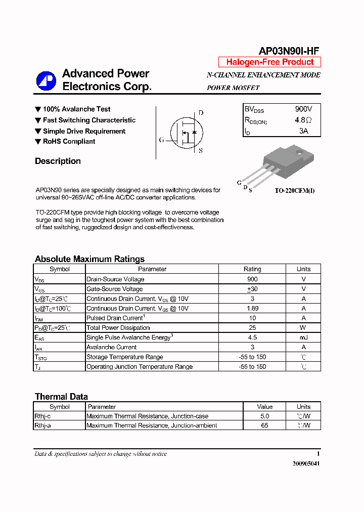 AP03N90I-HF_7354798.PDF Datasheet