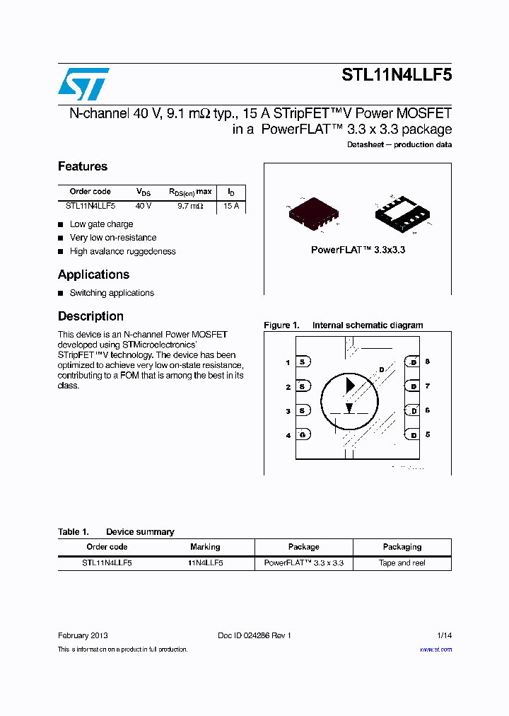 STL11N4LLF5_7357274.PDF Datasheet