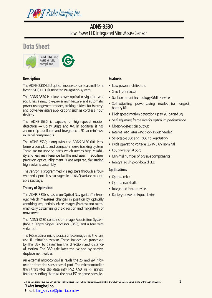 ADNS-3530_7374358.PDF Datasheet