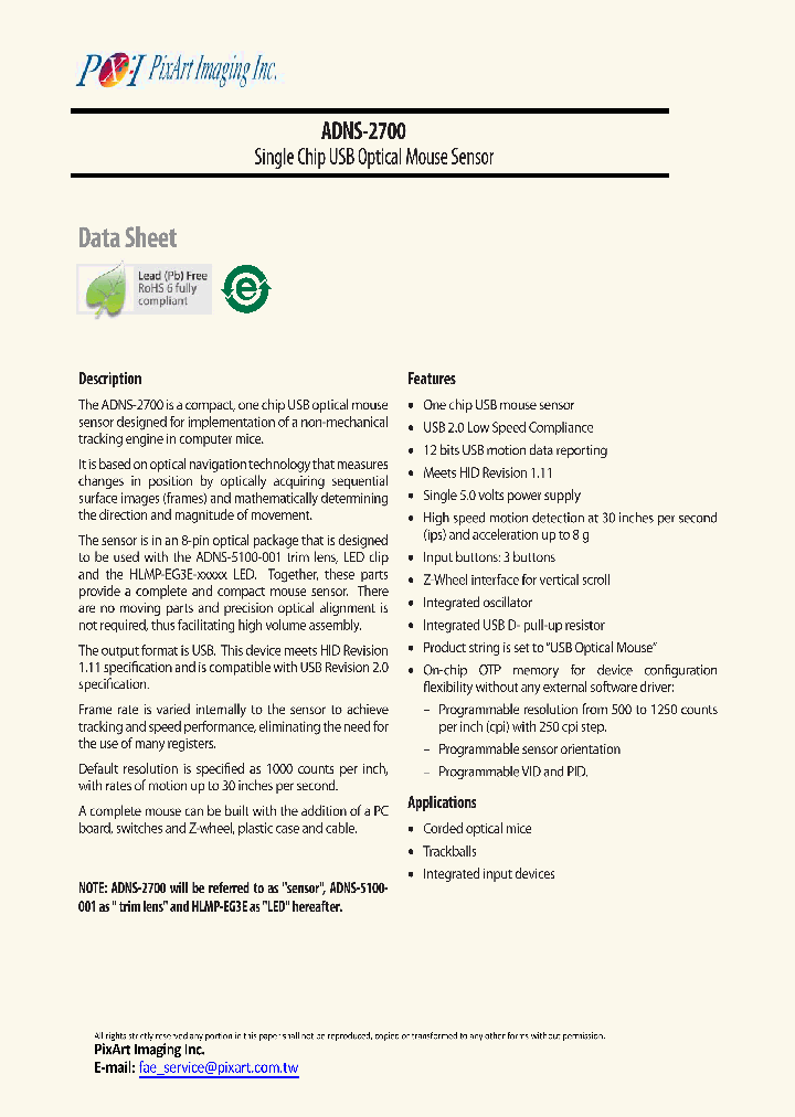 ADNS-2700_7374352.PDF Datasheet