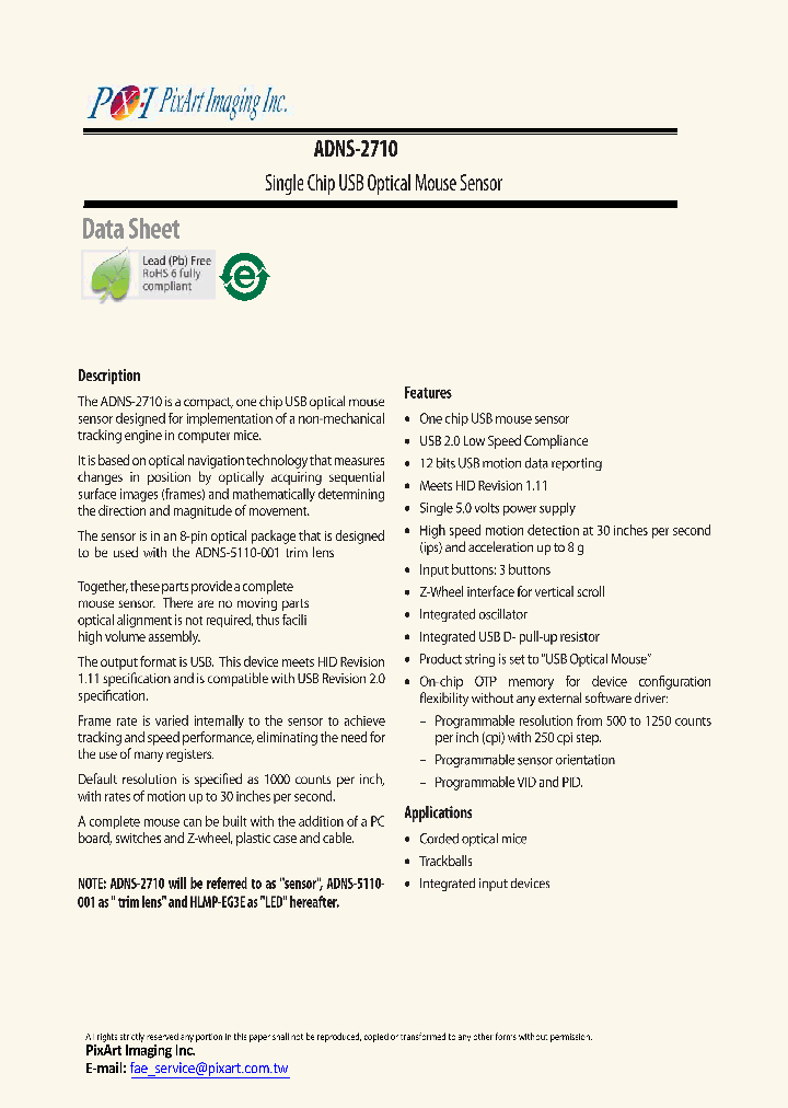 ADNS-2710_7374353.PDF Datasheet