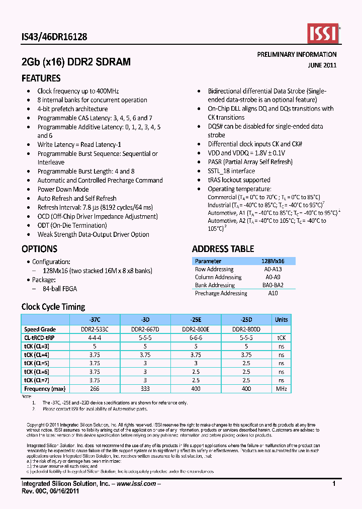 IS46DR16128-3DBLA2_7381372.PDF Datasheet