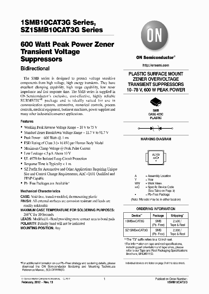 1SMB40CAT3G_7381826.PDF Datasheet
