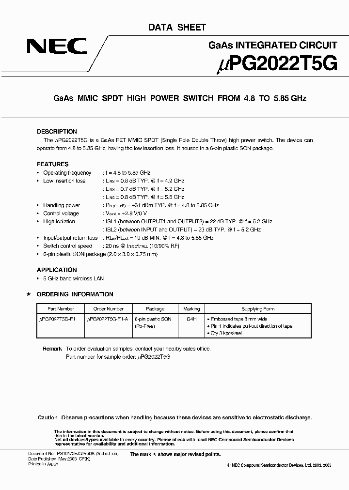 UPG2022T5G-E1-A_7390455.PDF Datasheet