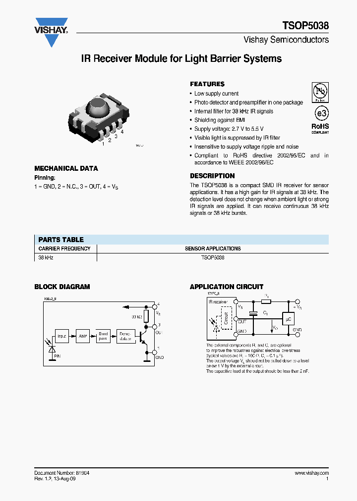 TSOP5038_7393922.PDF Datasheet