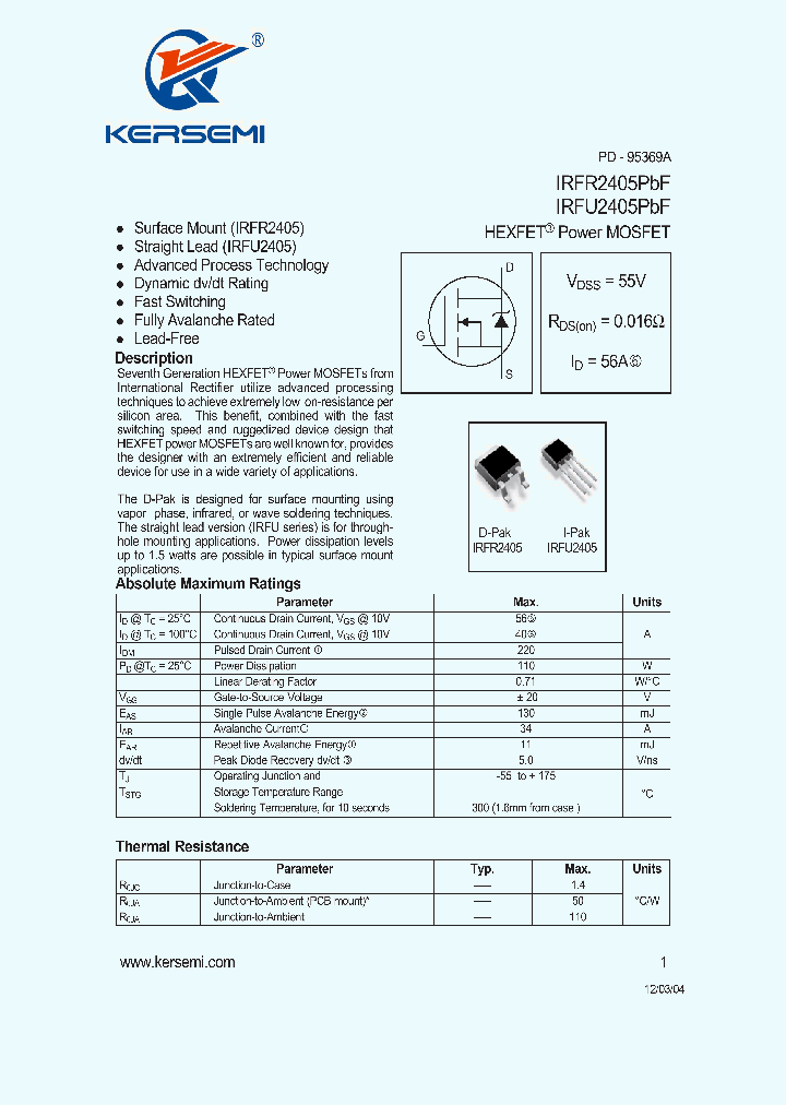 IRFR2405PBF_7394181.PDF Datasheet