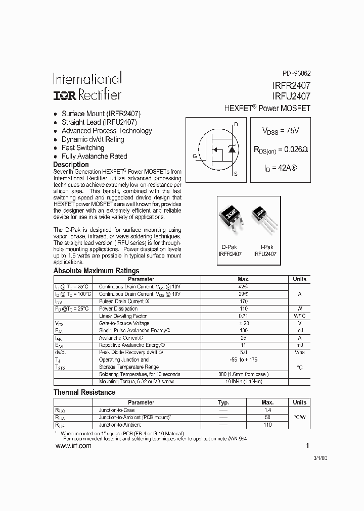 IRFR2407_7394182.PDF Datasheet