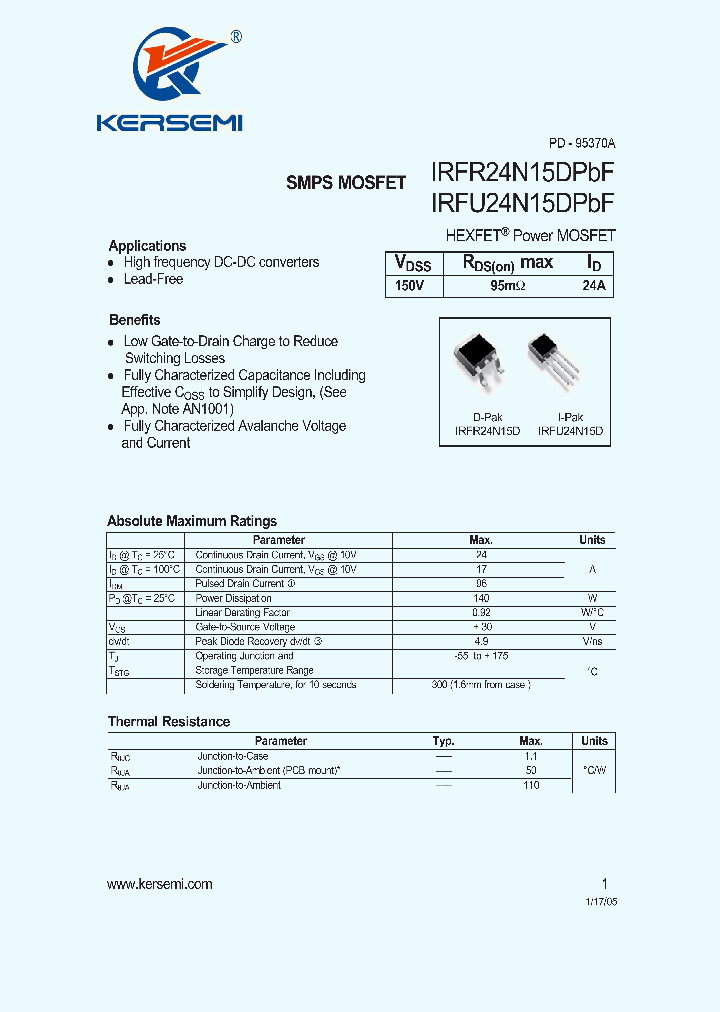 IRFR24N15DPBF_7394190.PDF Datasheet