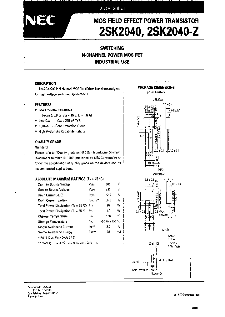 2SK2040-Z-E1_7394641.PDF Datasheet