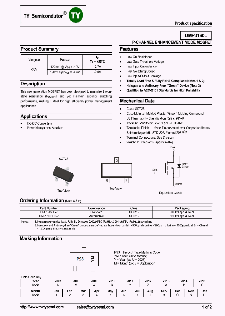 DMP3160LQ-7_7400112.PDF Datasheet