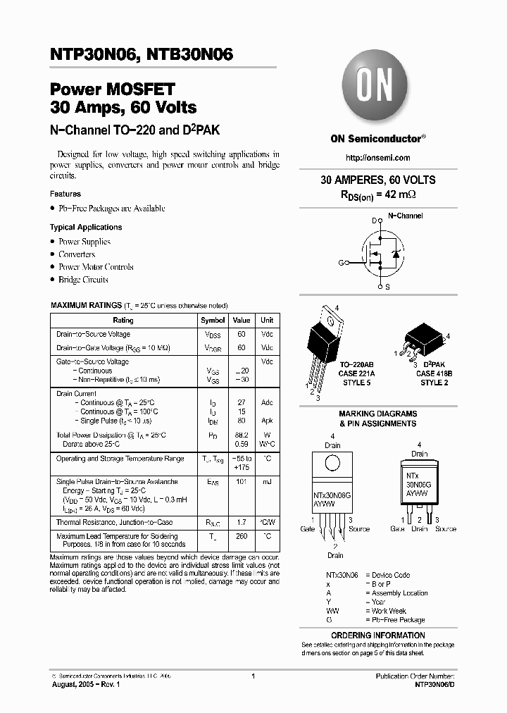 NTP30N06_7401147.PDF Datasheet