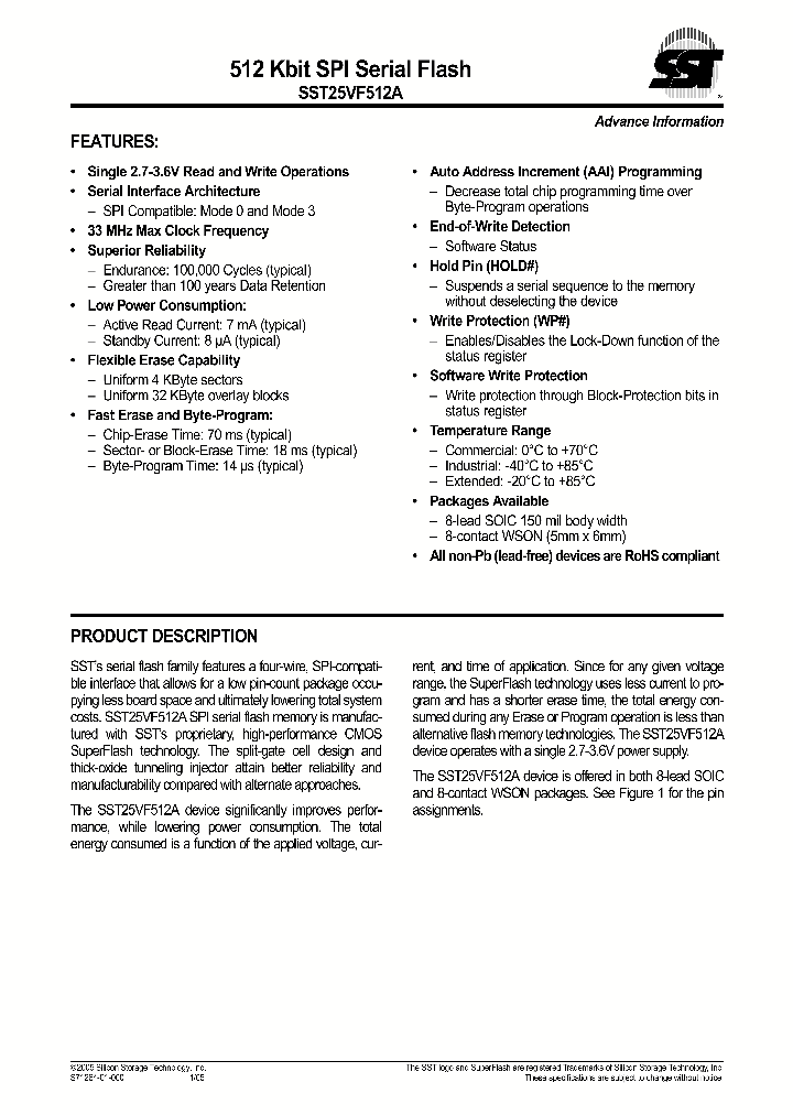 SST25VF512A-33-4C-QA_7410050.PDF Datasheet