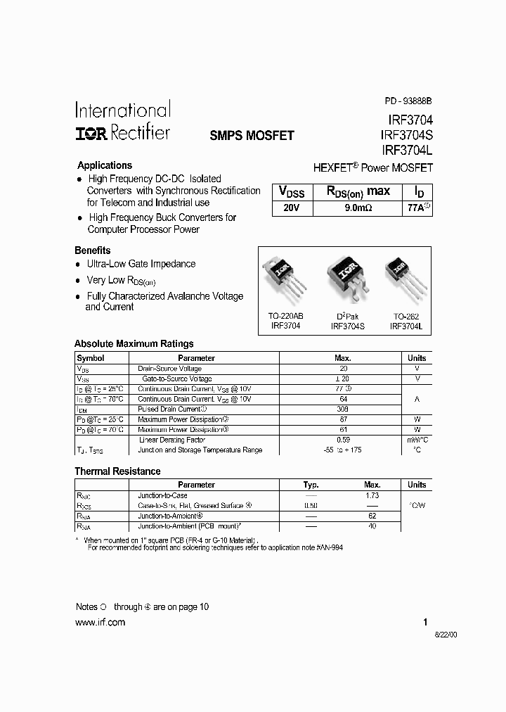IRF3704_7409216.PDF Datasheet