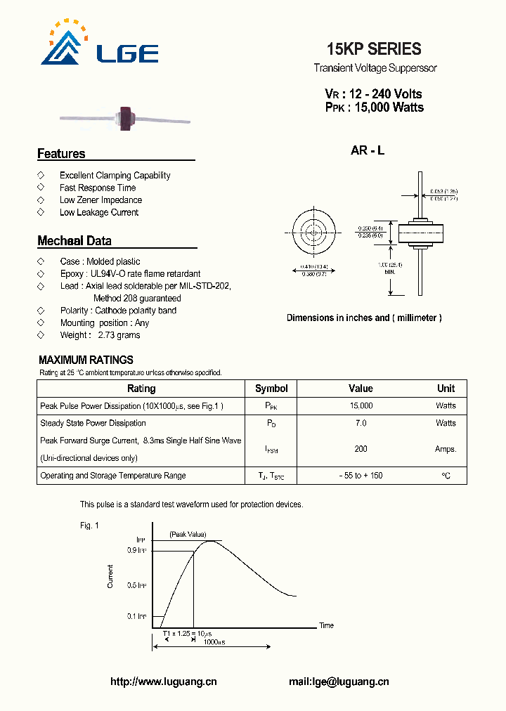 15KP100A_7423325.PDF Datasheet