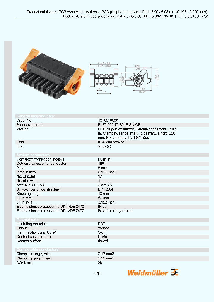 WEIDMULLER-1016510000_7422828.PDF Datasheet