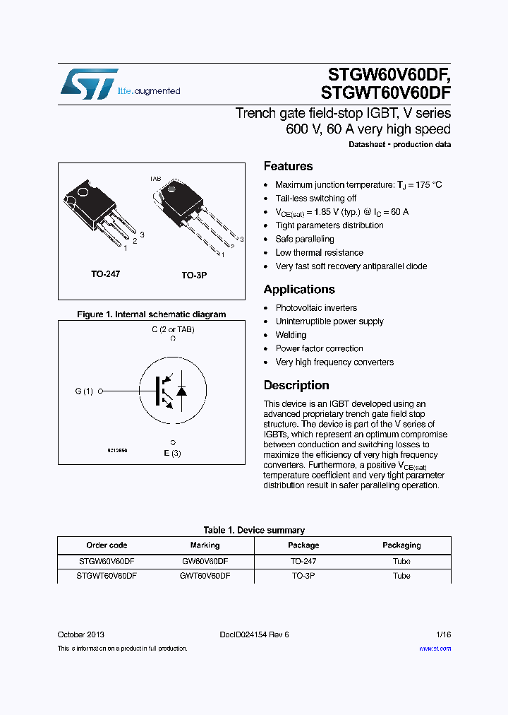 STGWT60V60DF_7423622.PDF Datasheet