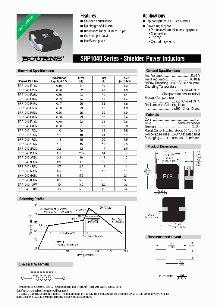 SRP1040-2R2M_7435045.PDF Datasheet
