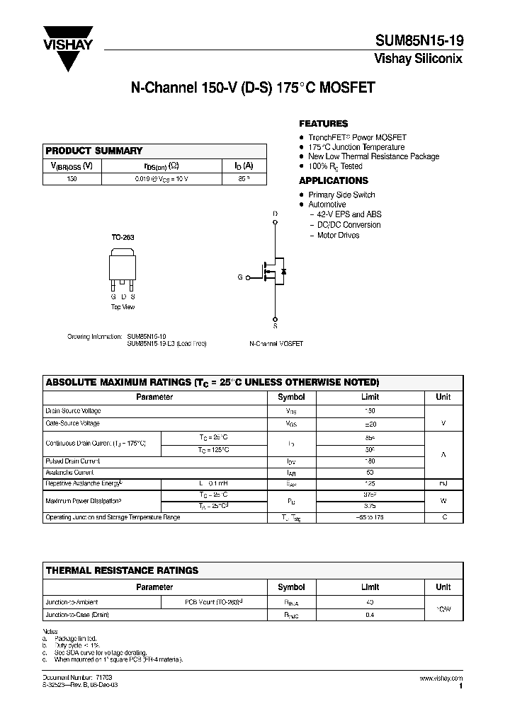 SUM85N15-19_7444453.PDF Datasheet