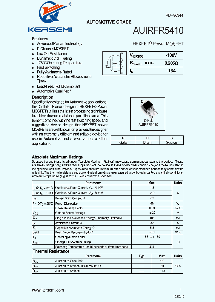 AUIRFR5410_7447300.PDF Datasheet