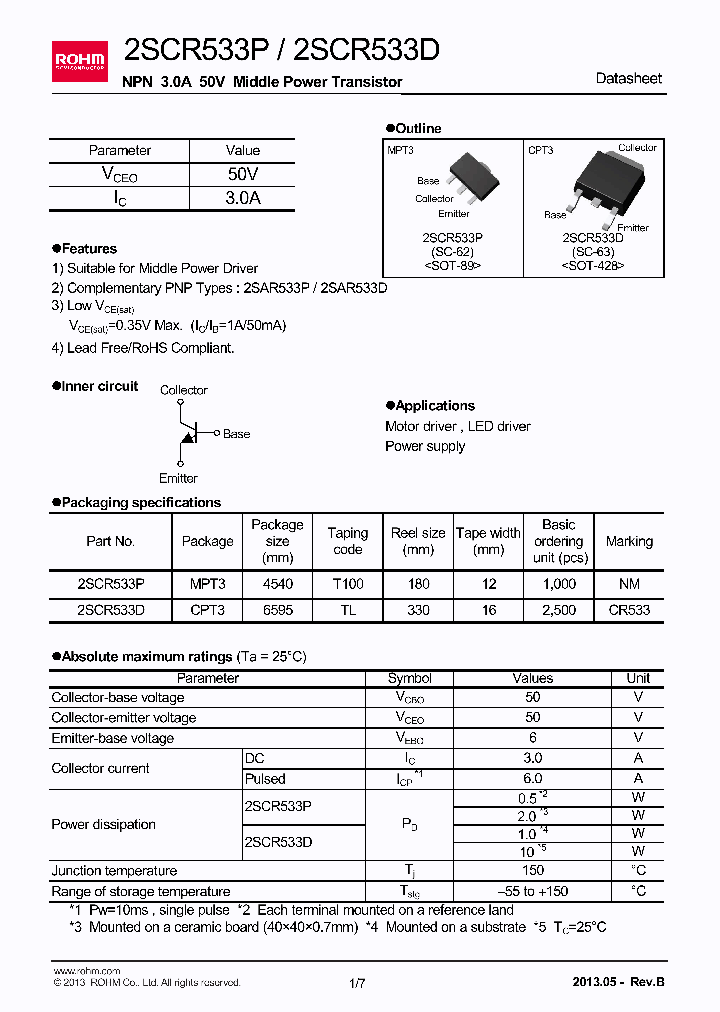 2SCR533D_7450739.PDF Datasheet
