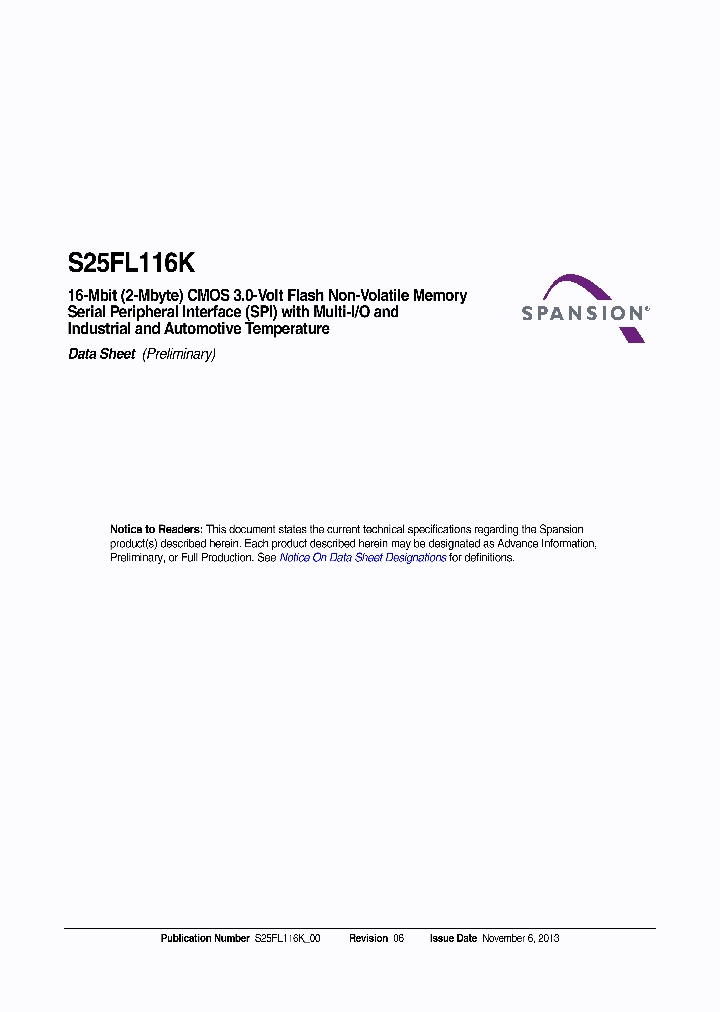 S25FL116K0XNFI013_7450780.PDF Datasheet