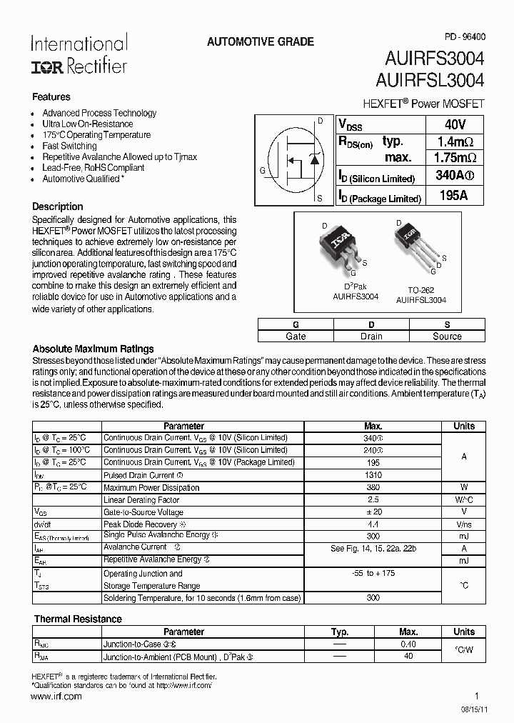 AUIRFS3004_7450898.PDF Datasheet