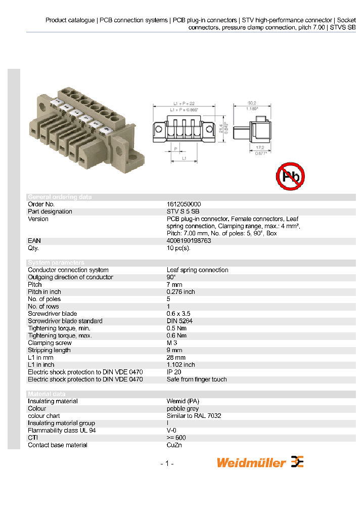 WEIDMULLER-1612050000_7453039.PDF Datasheet