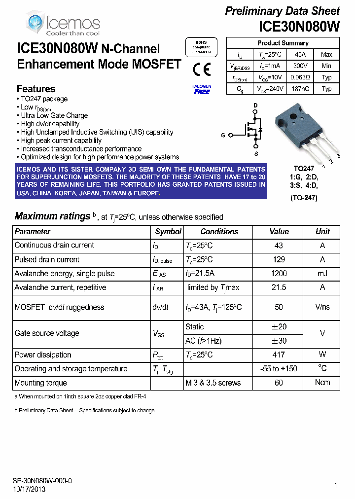 ICE30N080W_7463770.PDF Datasheet