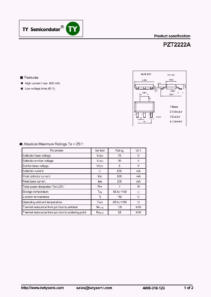 PZT2222A_7466245.PDF Datasheet