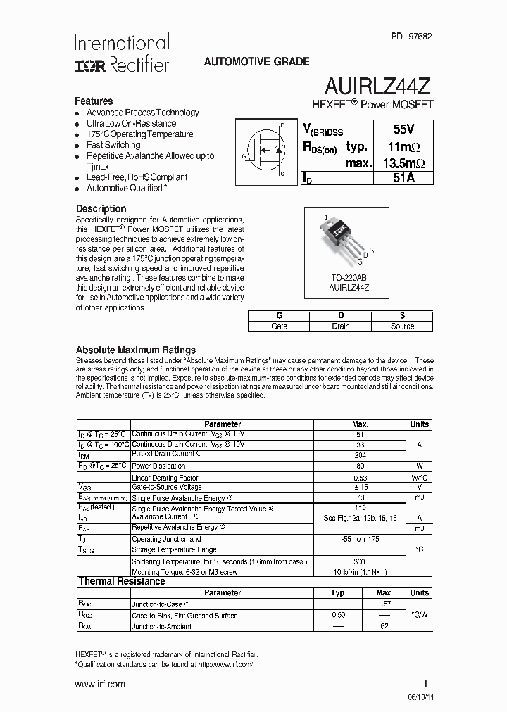 AUIRLZ44Z_7475482.PDF Datasheet