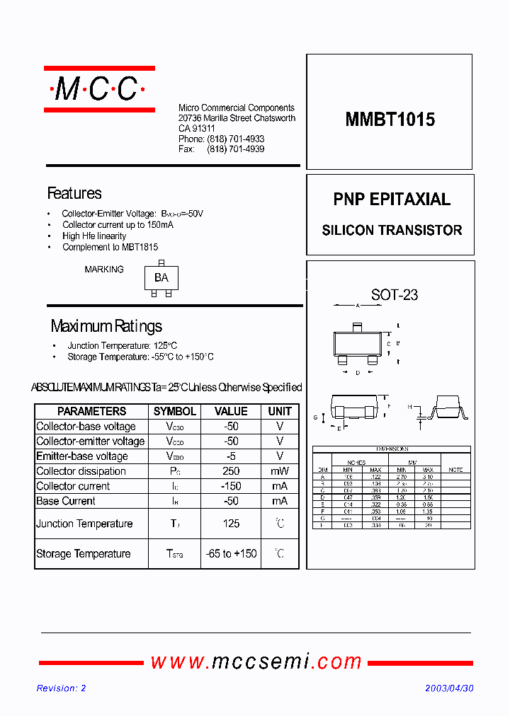 MMBT1015H_7476222.PDF Datasheet