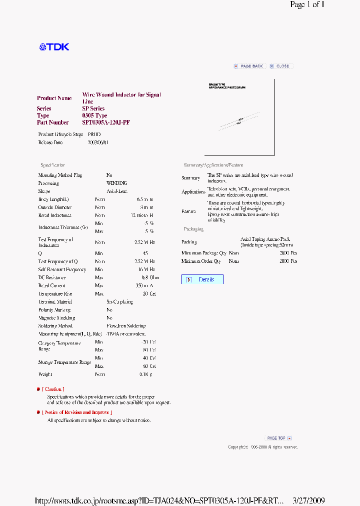 SPT0305A-120J-PF_7476769.PDF Datasheet